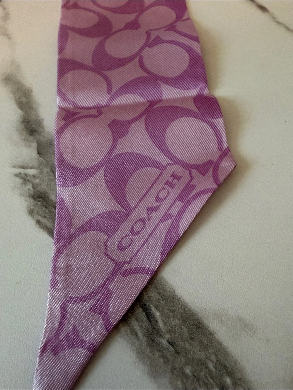 NWT Coach Lilac Signature Reversable Silk Scarf Tie